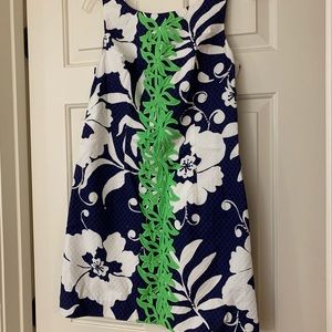 Lilly Pulitzer Shift Dress Delia Johnny B Navy, White, Green Size 6 Style 91297